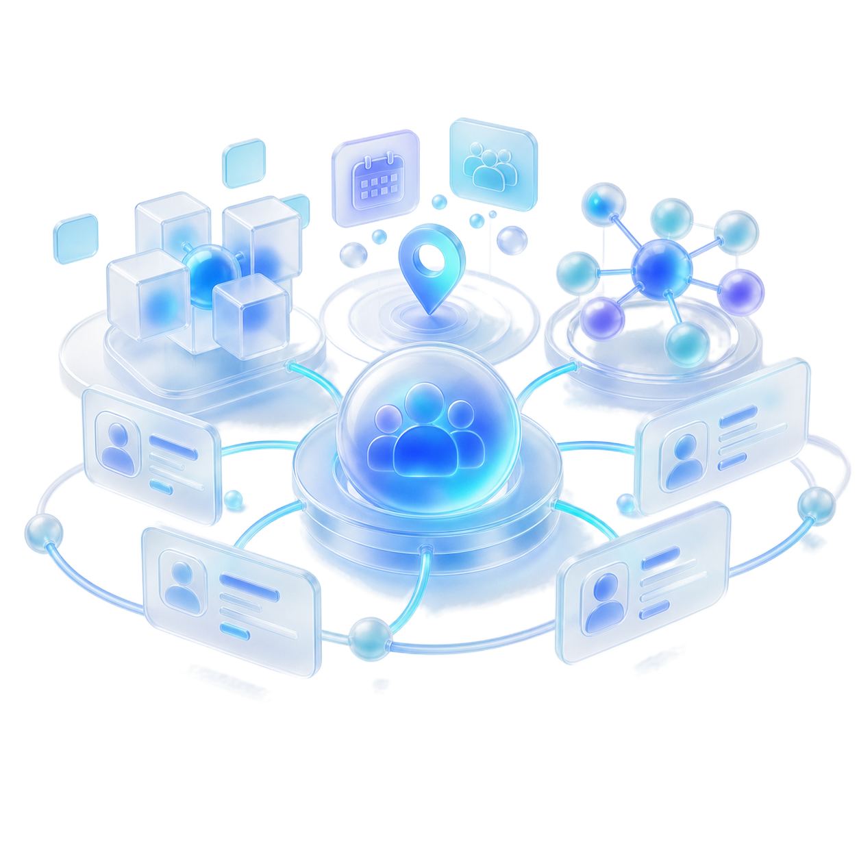 3D attendee targeting visual with segmented event records and location signals