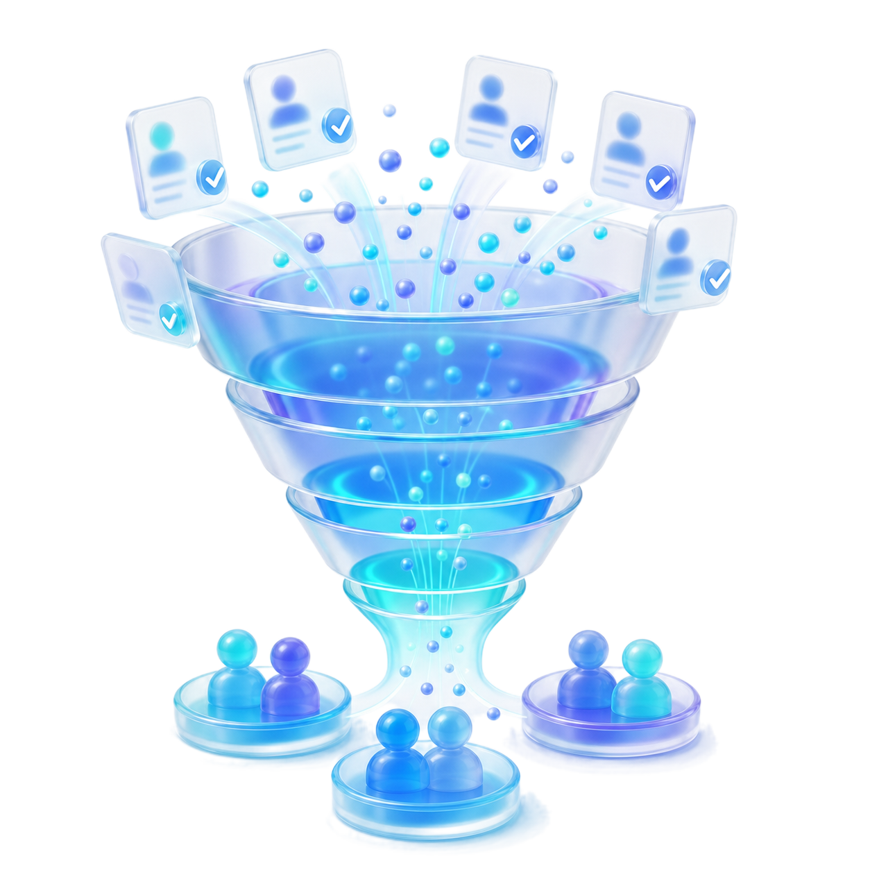 Glowing data funnel for demand generation campaign targeting