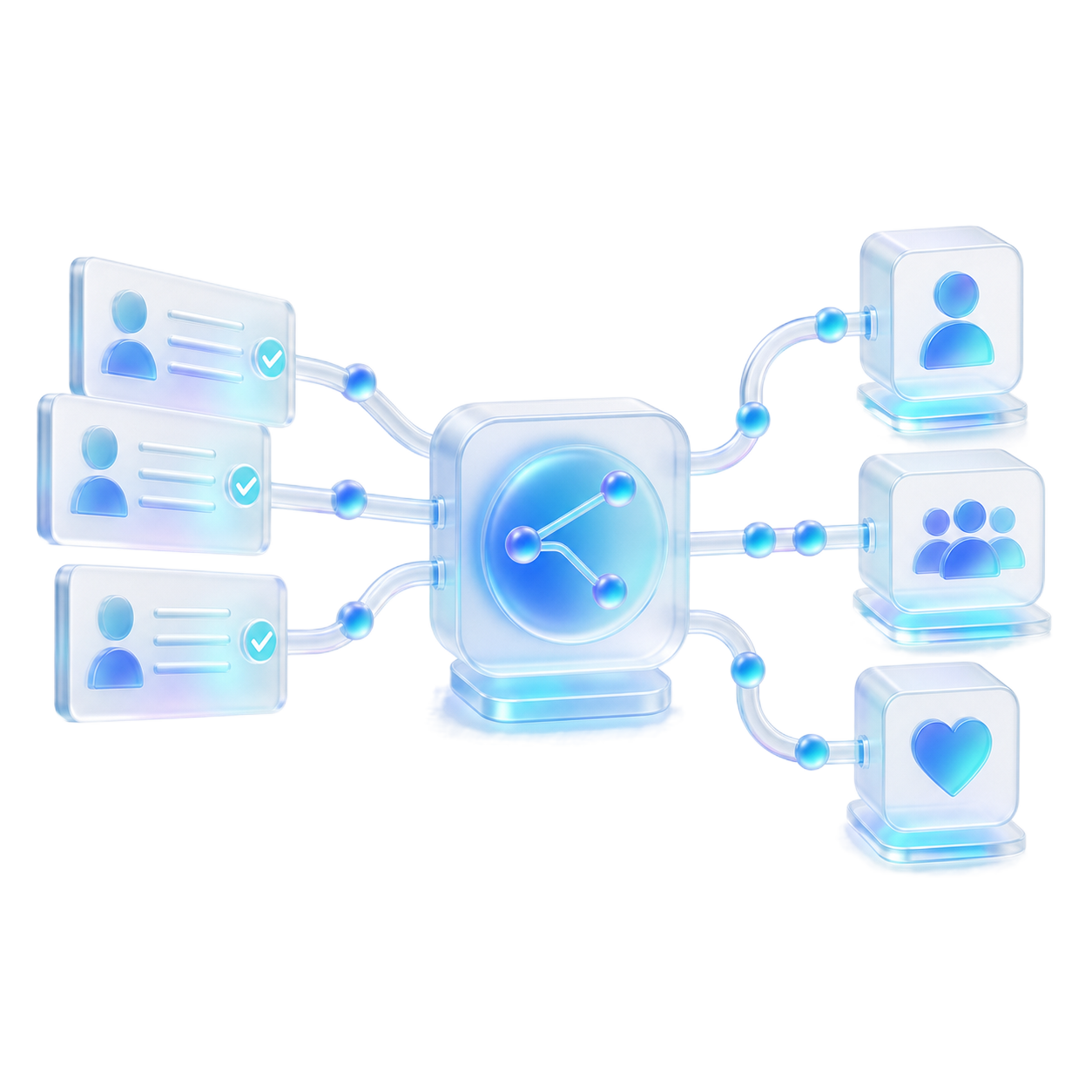 Contained routing network showing clean CRM records moving into revenue workflows
